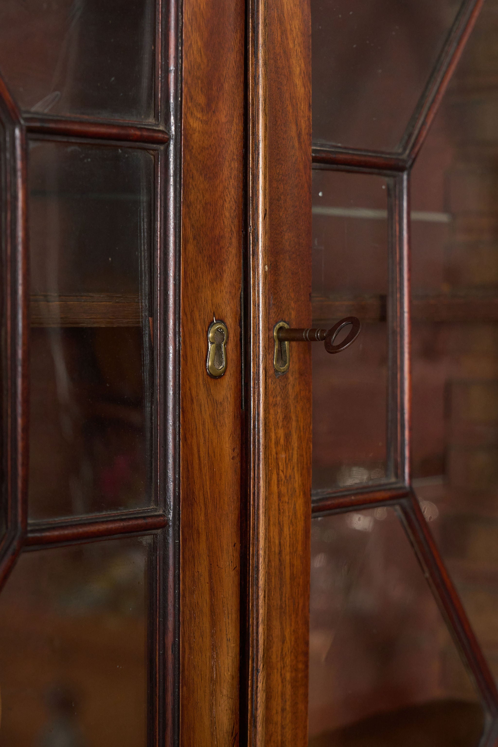 Early 19th Century Astral Glazed Burl Mahogany Bureau Bookcase