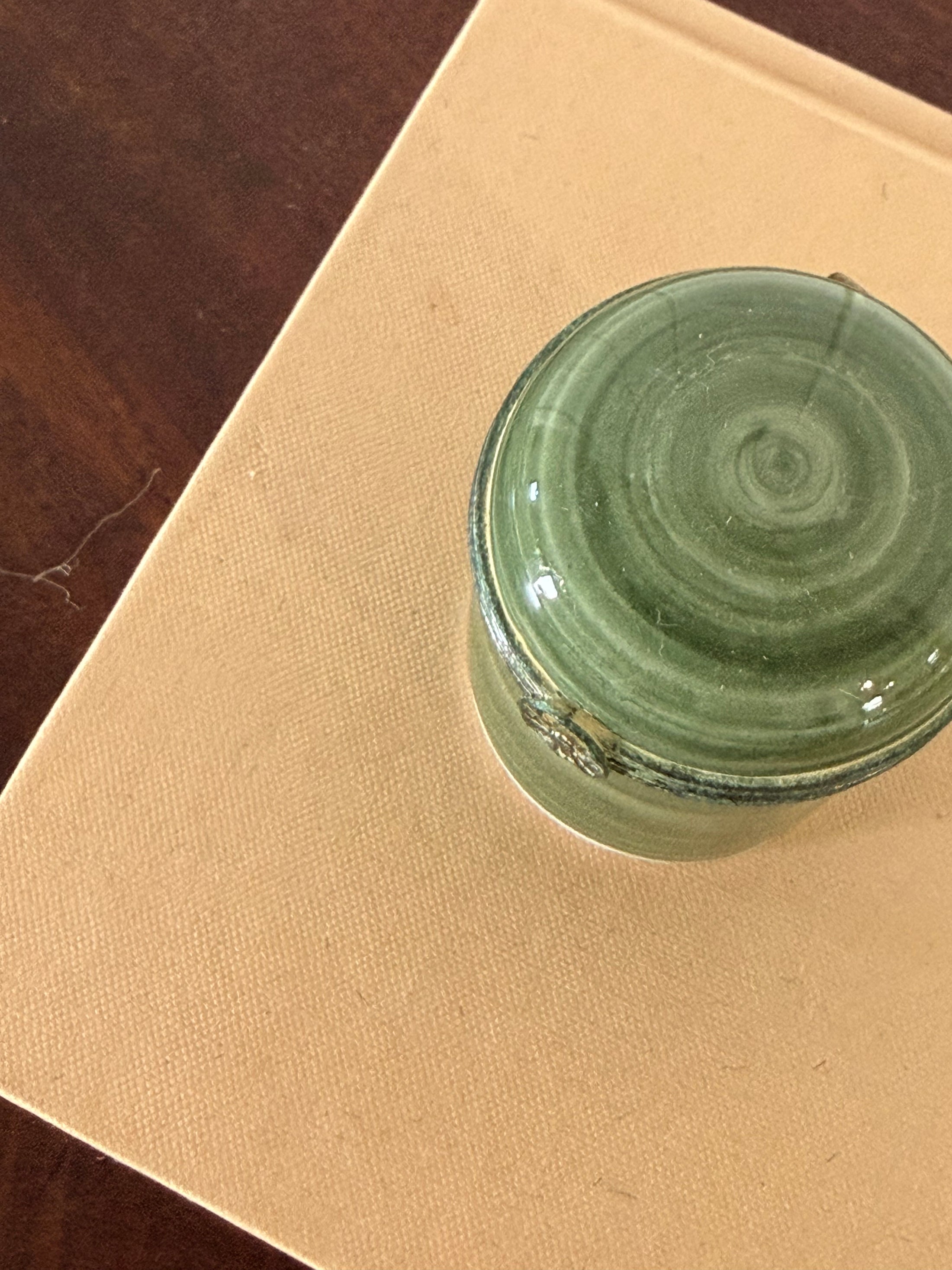 Petite Green Limoges Box with Flower Closure