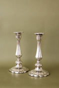 Load image into Gallery viewer, PAIR Antique English Silver Plate Candleholders (c. 1900)
