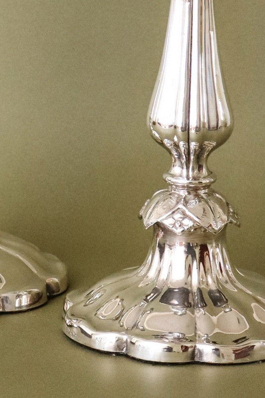 PAIR Antique English Silver Plate Candleholders (c. 1900)