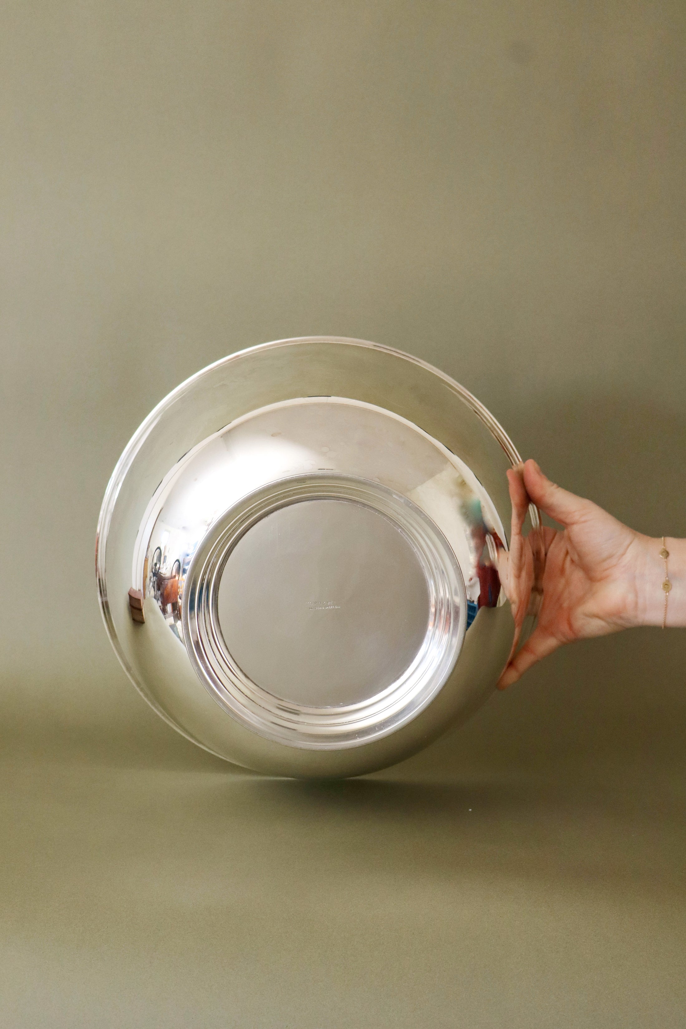 Large Silver Plated Copper Punch Bowl (Mappin & Webb, England c. 1920)