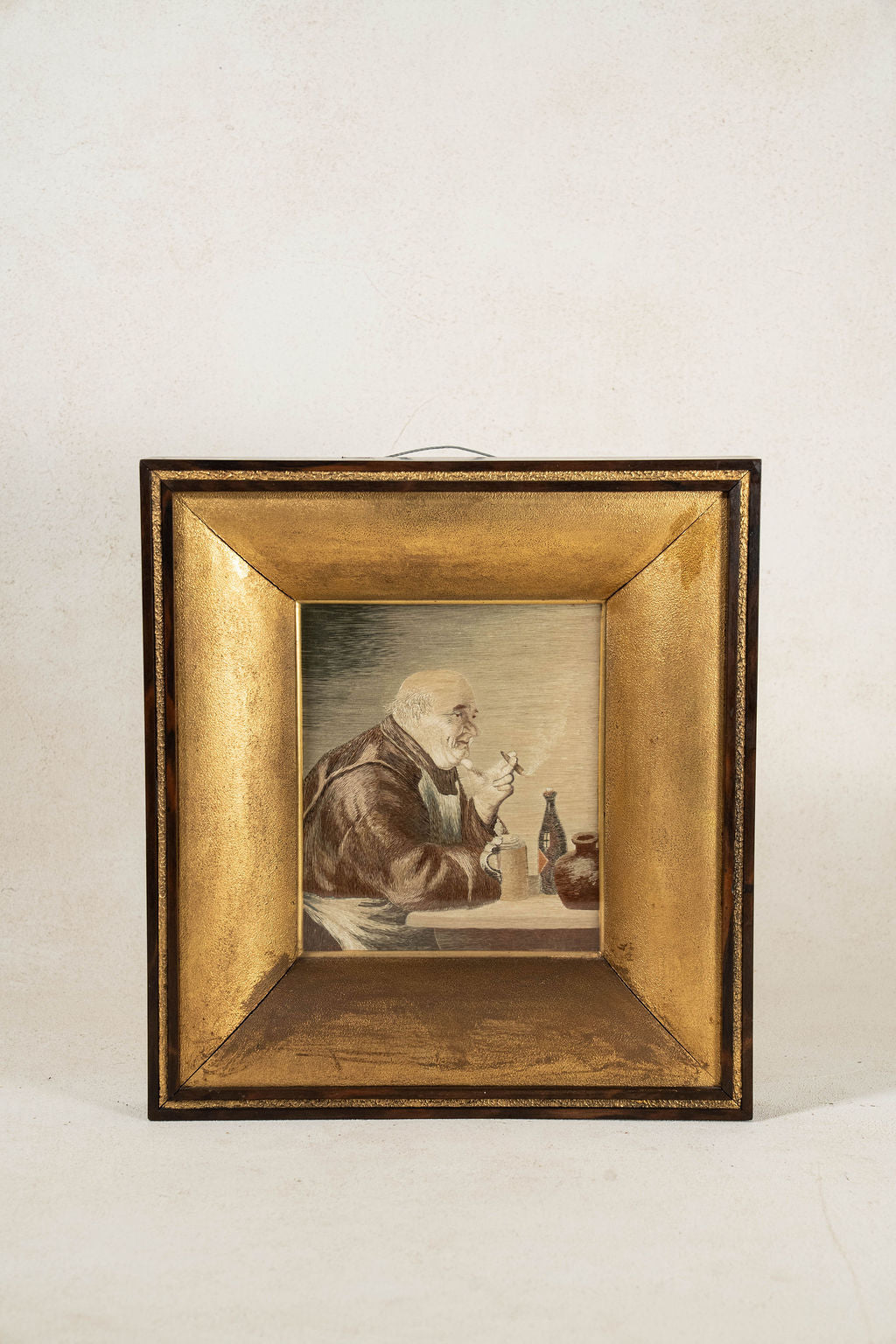 Antique 19th Century Silk Work of Pub Man