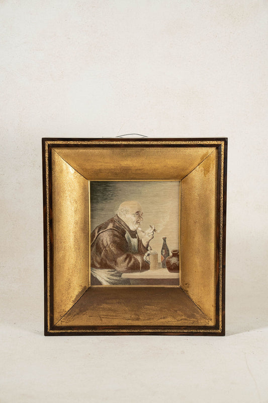Antique 19th Century Silk Work of Pub Man