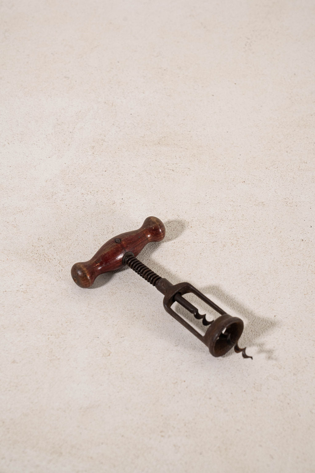 Antique German Hercules Spring Corkscrew with Turned Wooden Handle (c. 1900)