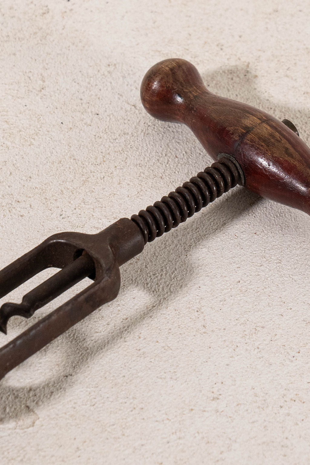 Antique German Hercules Spring Corkscrew with Turned Wooden Handle (c. 1900)