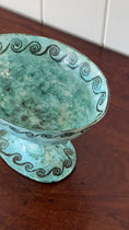 Load image into Gallery viewer, 19th Century Handmade Compote in Stunning Aqua Blue with Wave Motif
