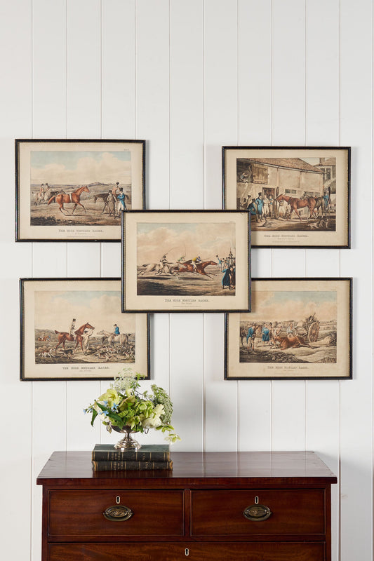 Antique Horse Print in Black Frame of ‘The High Mettled Racer’ Series