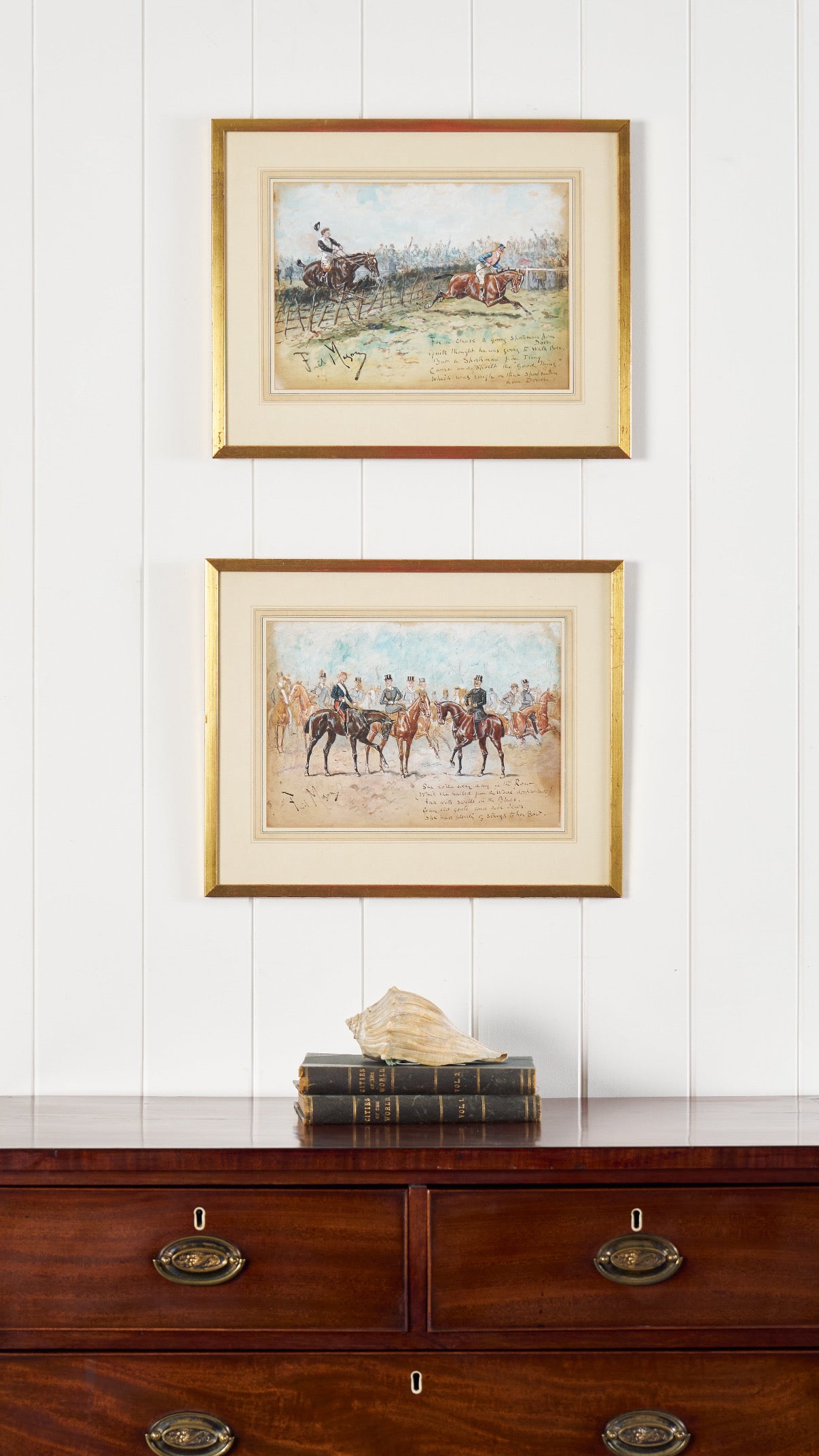 PAIR of Original Watercolor Horse Race Paintings by Accomplished British Artist Finch Mason (1850-1915) | Signed
