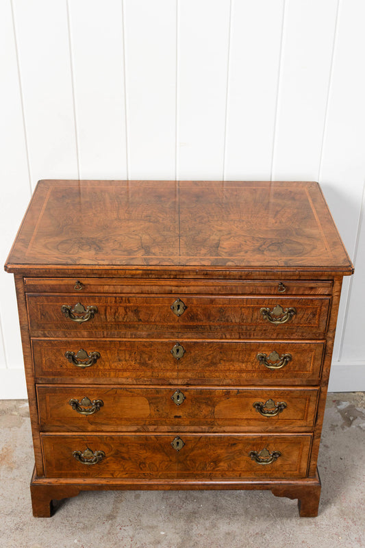 Georgian Burl Walnut Bachelor’s Chest with Brushing Slide