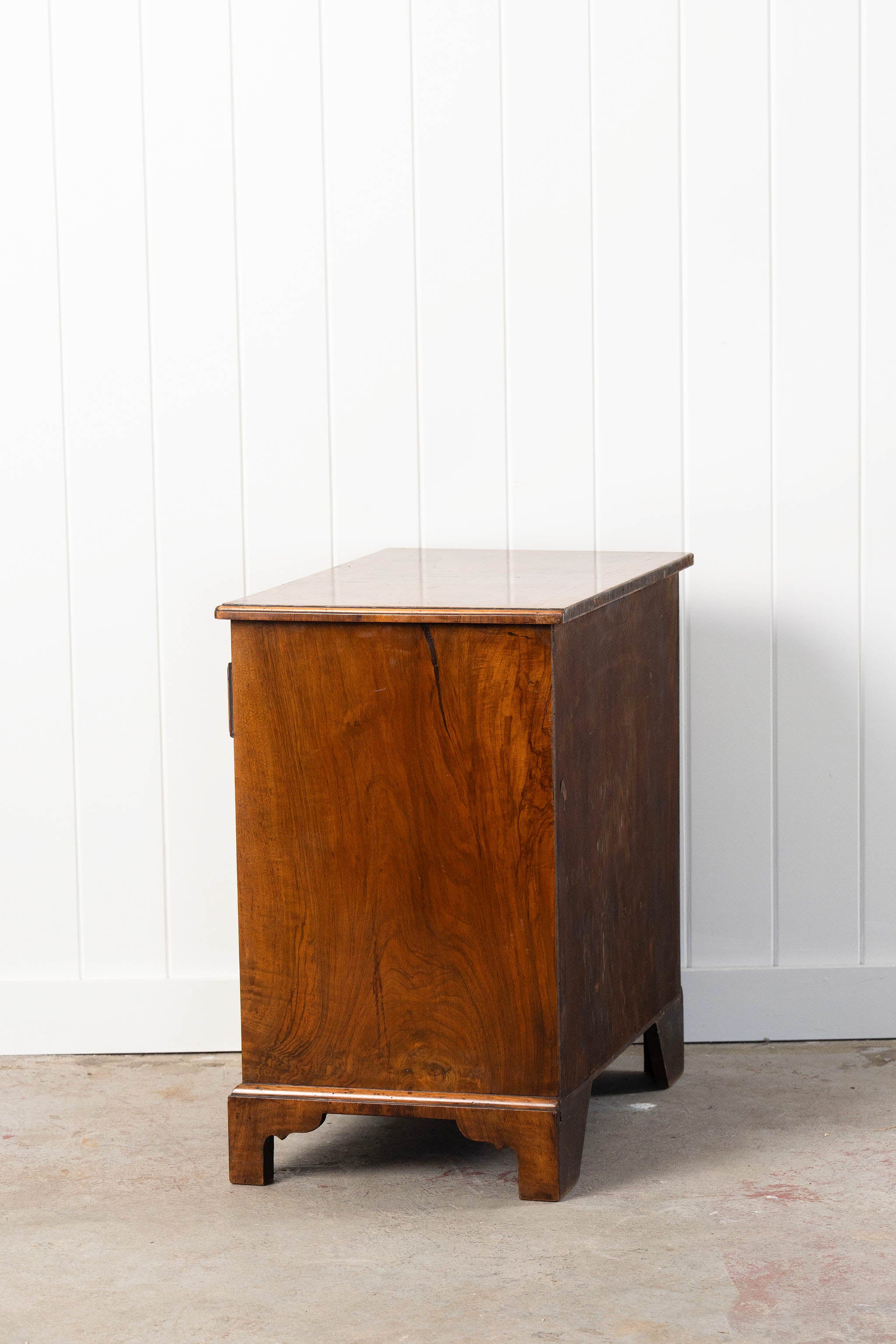 Georgian Burl Walnut Bachelor’s Chest with Brushing Slide