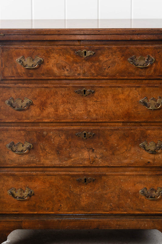 Antique English Burl Walnut Bachelor's Chest with Flip Top