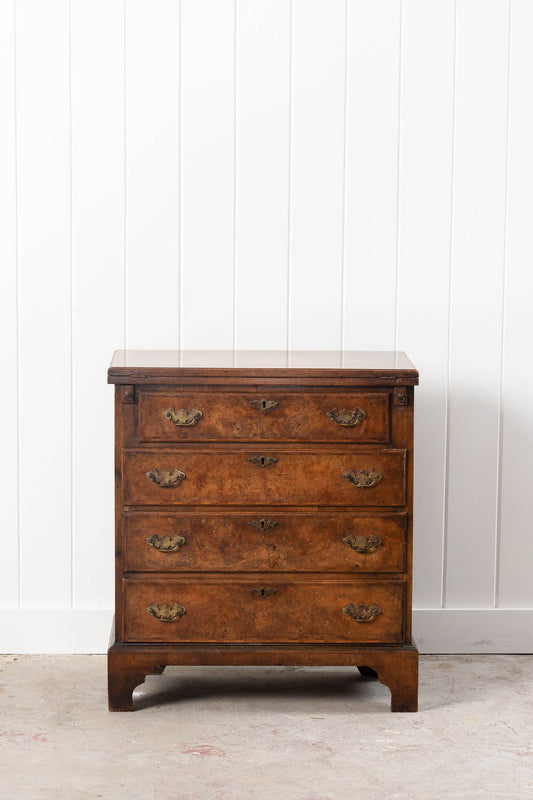 Antique English Burl Walnut Bachelor's Chest with Flip Top