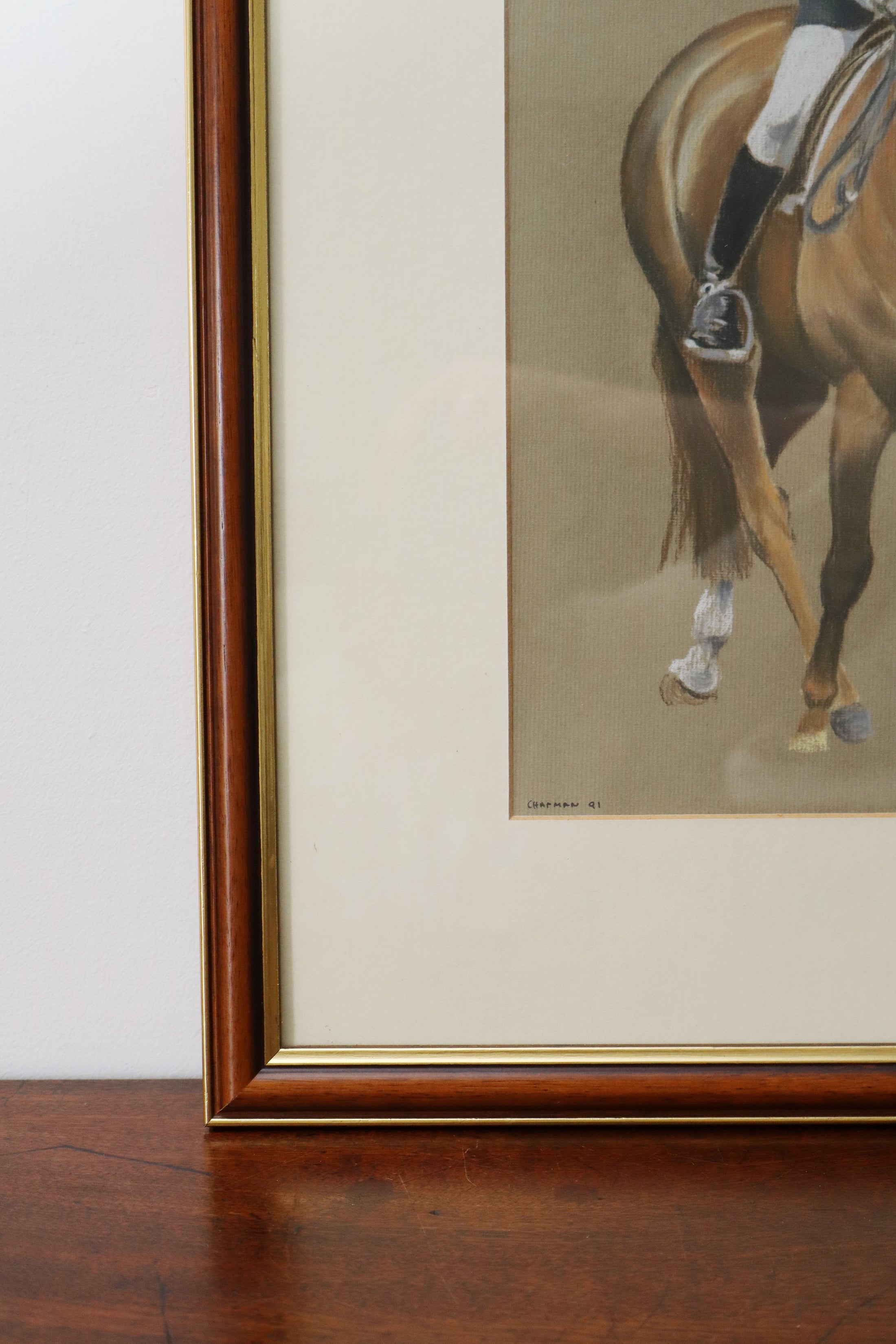 Vintage Framed Equestrian Riding Print