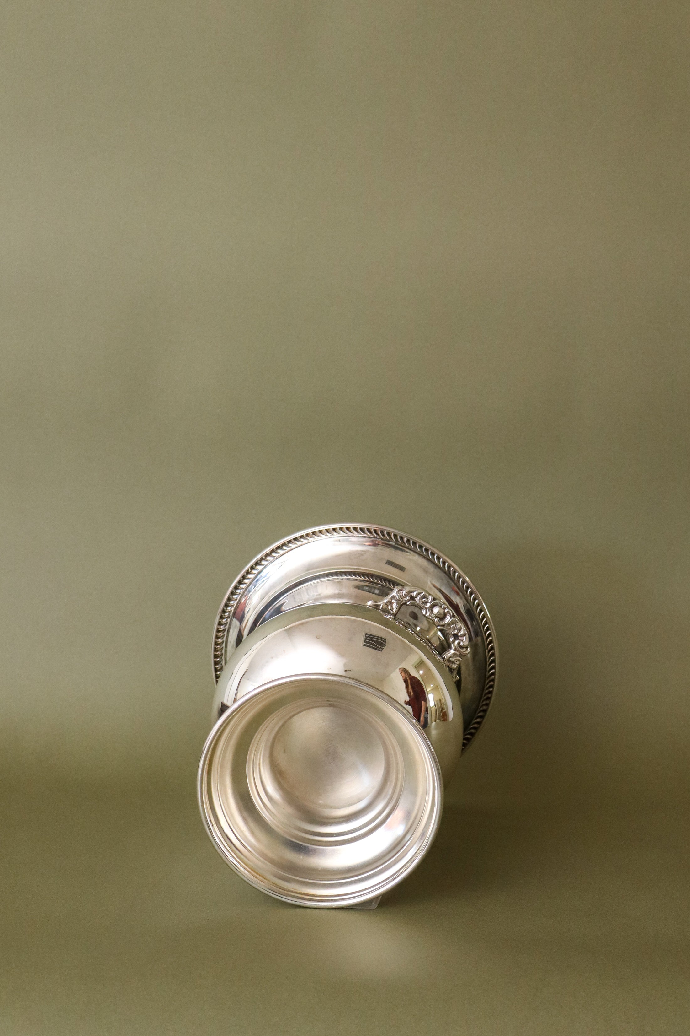 Silver Plate Trophy Champagne Bucket with Rope Lip Detail