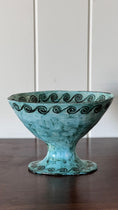 Load image into Gallery viewer, 19th Century Handmade Compote in Stunning Aqua Blue with Wave Motif
