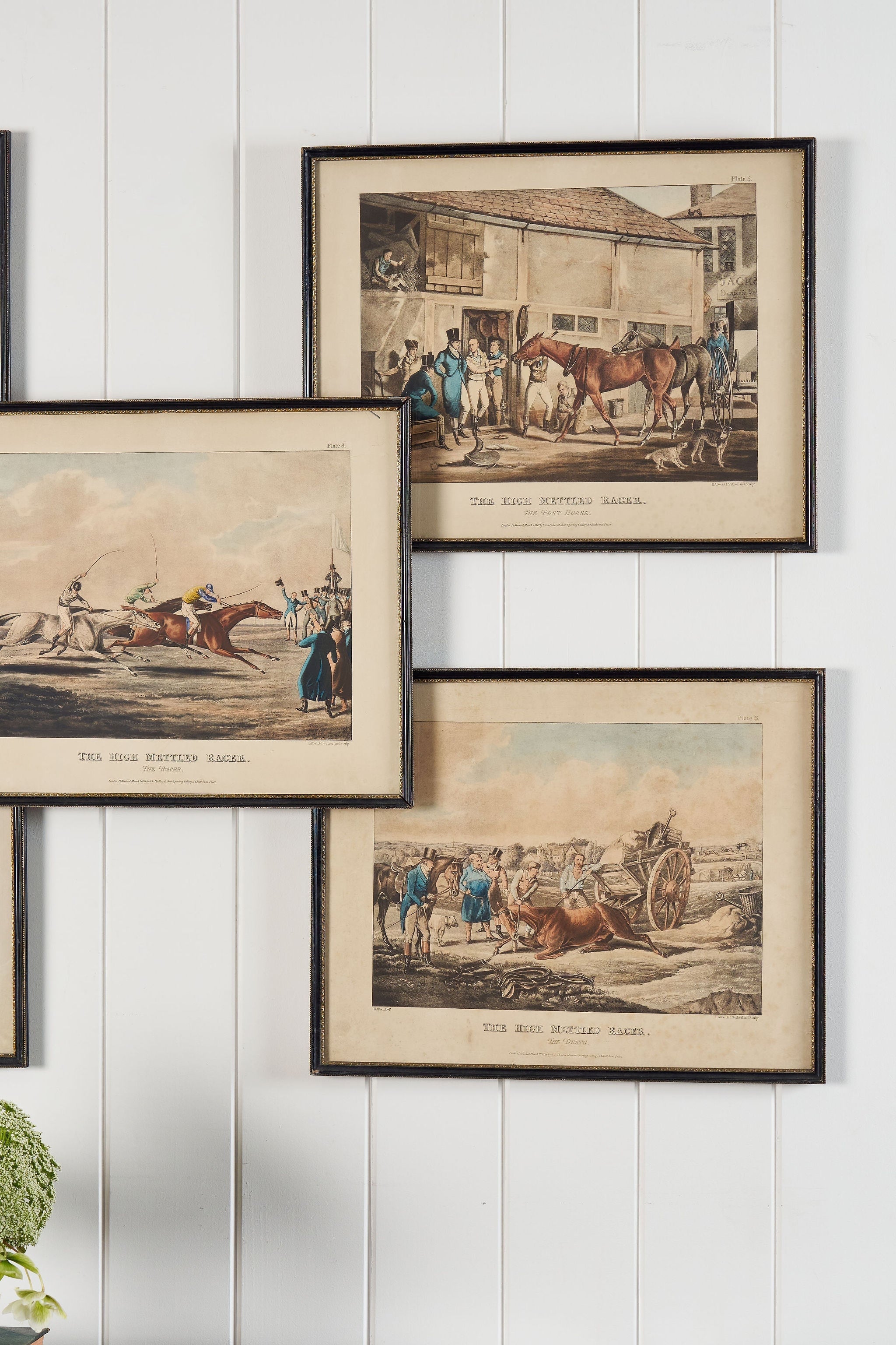 Antique Horse Print in Black Frame of ‘The High Mettled Racer’ Series