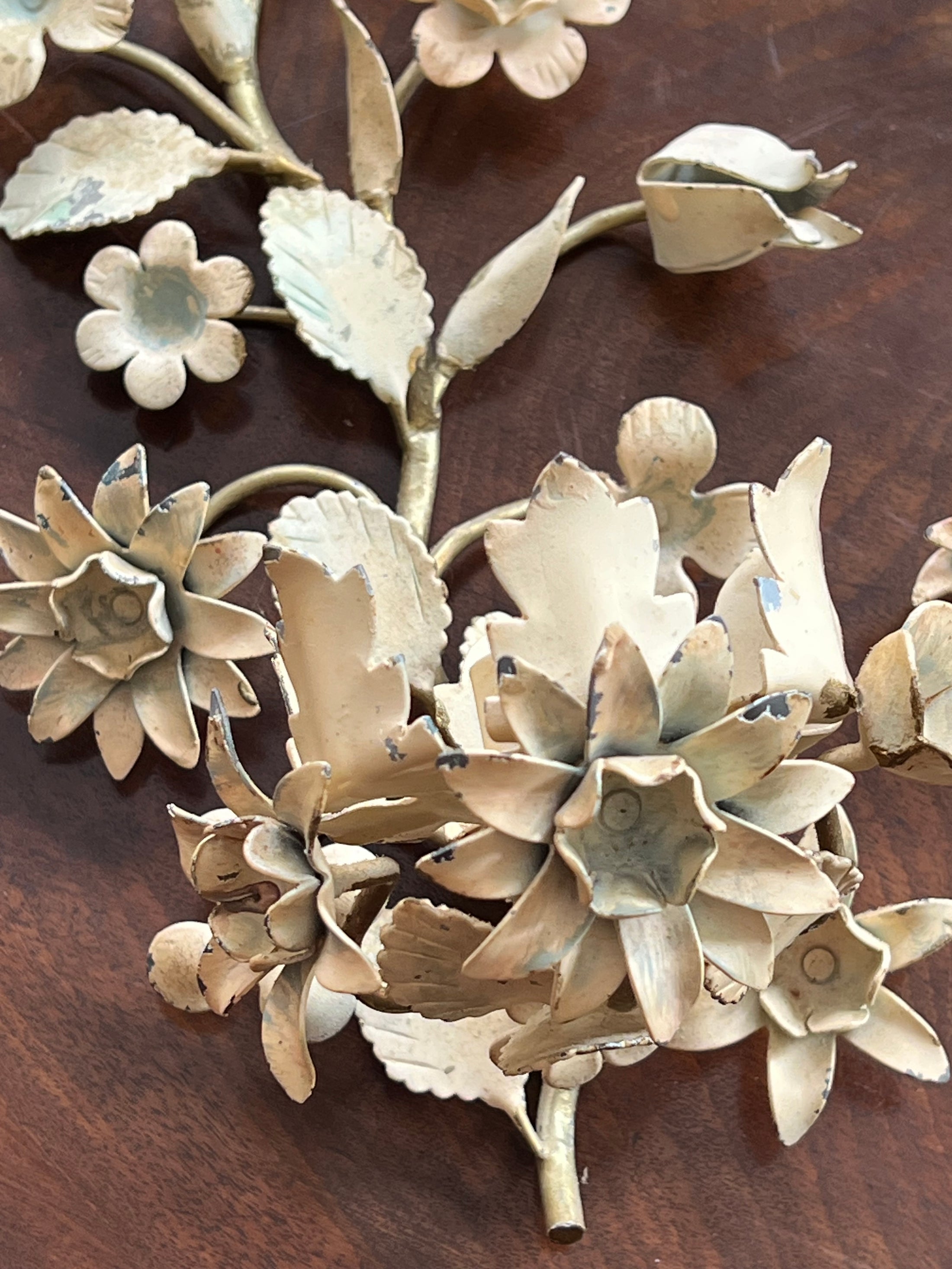 PAIR of Floral Metal Wall Sconces