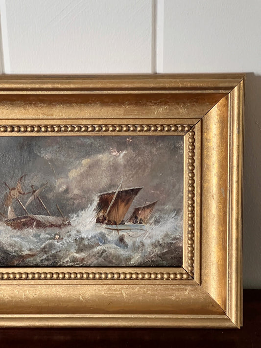 19th Century Oil on Board | Rough Seas