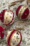 Load image into Gallery viewer, SET of 4 | Vintage Decorated Silk Bulbs (Deep Fuchsia)
