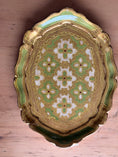 Load image into Gallery viewer, Medium Sized Florentine Tray with Light Green + Gold Coloring
