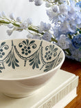 Load image into Gallery viewer, Medium Blue Stoneware Bowl with Interior-Only Pattern
