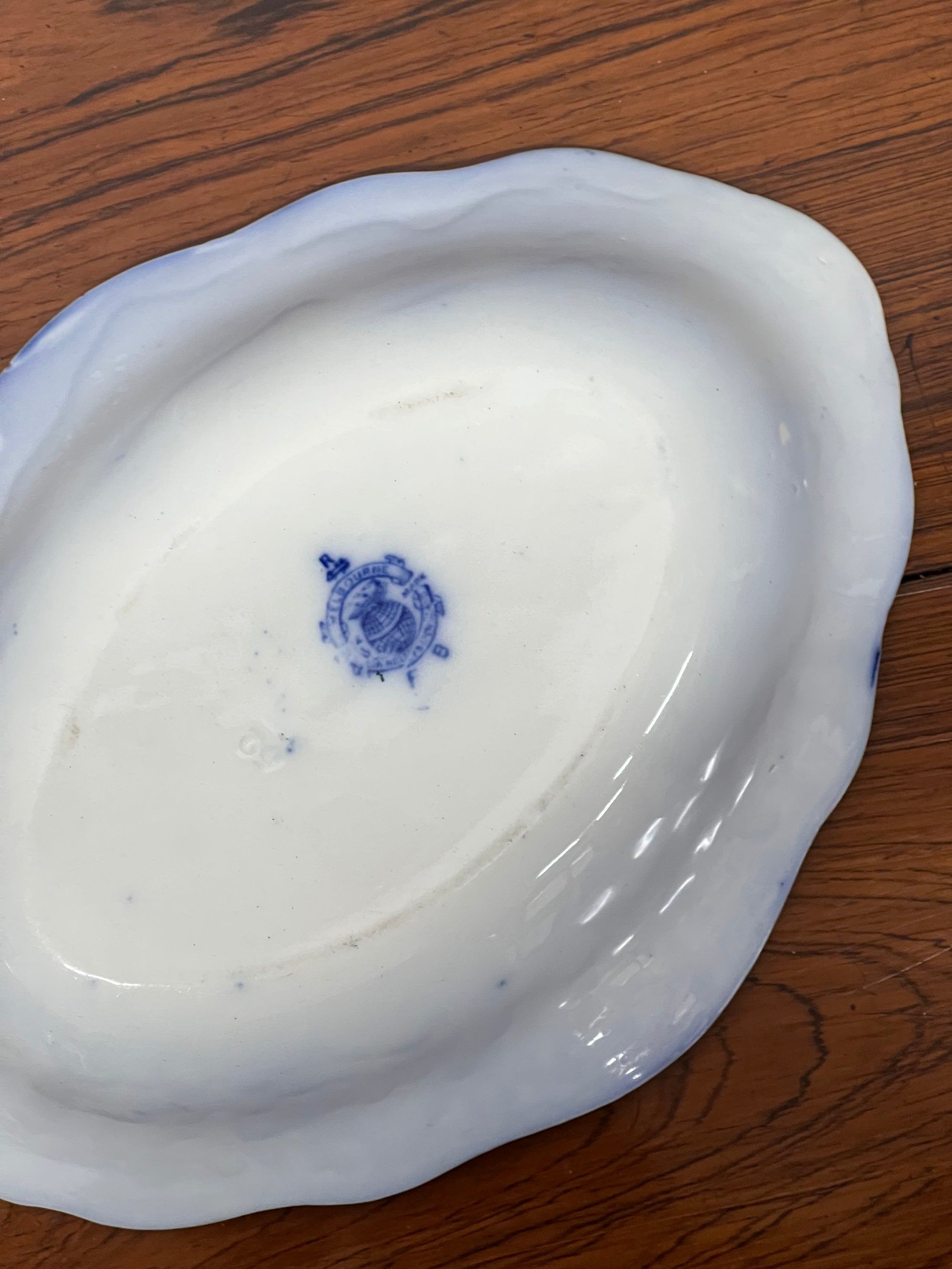 Antique Grindley Blue Flow Oval Serving Dish