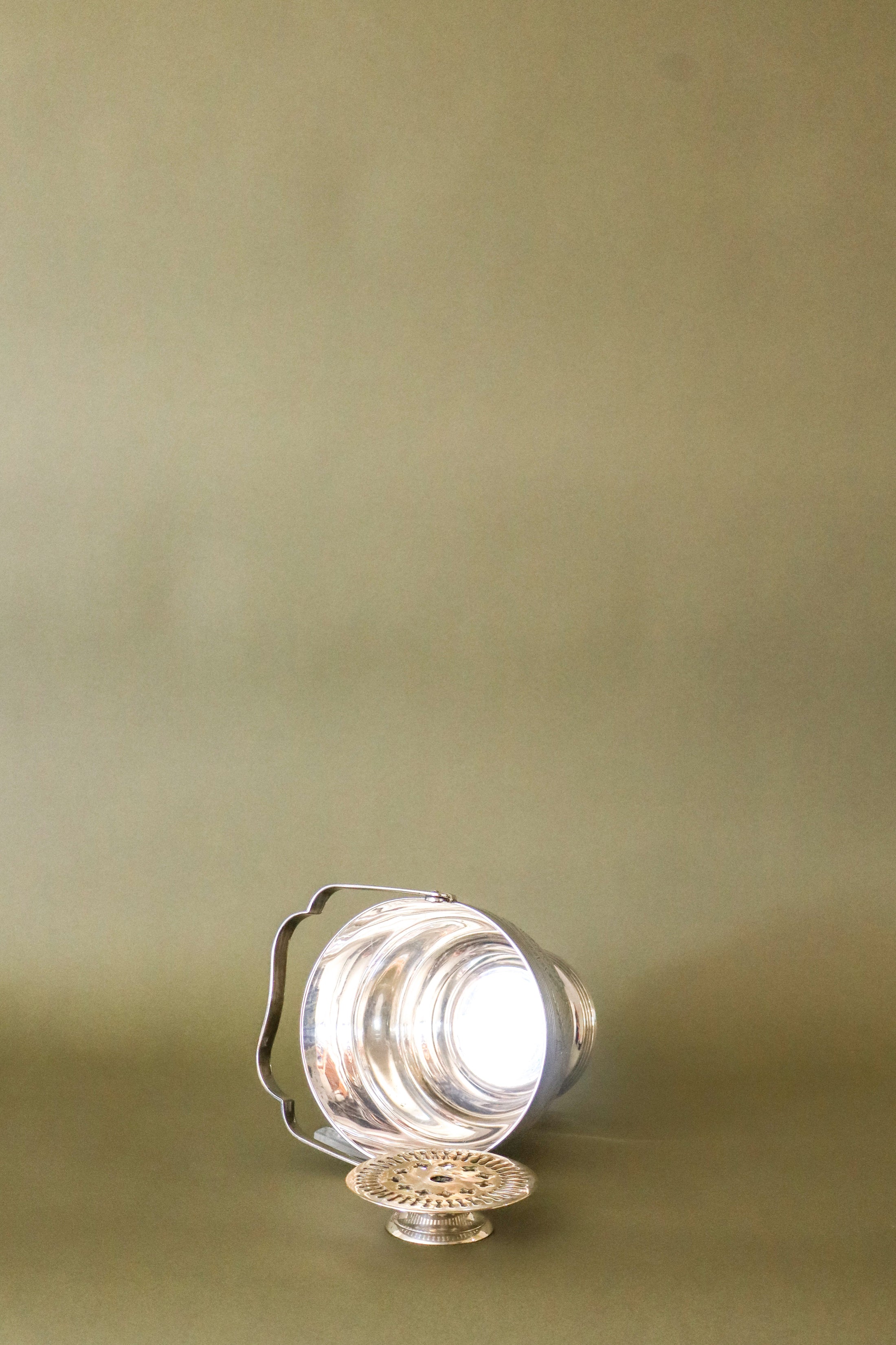 Antique English Silver Etched Ice Bucket