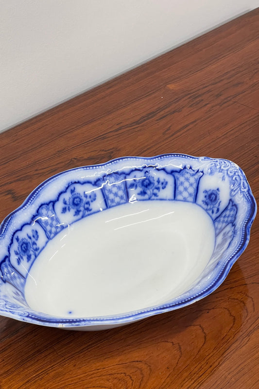 Antique Grindley Blue Flow Oval Serving Dish