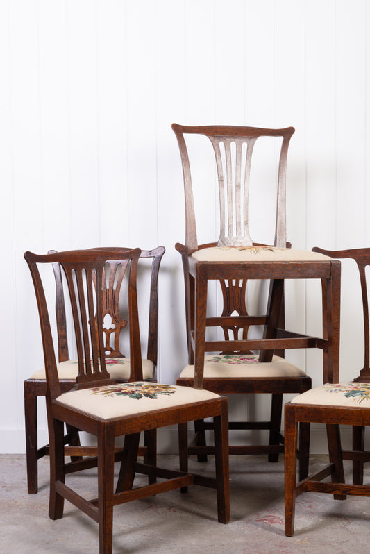 SET of 6 | Georgian Dining Chairs with Needlework Cushions