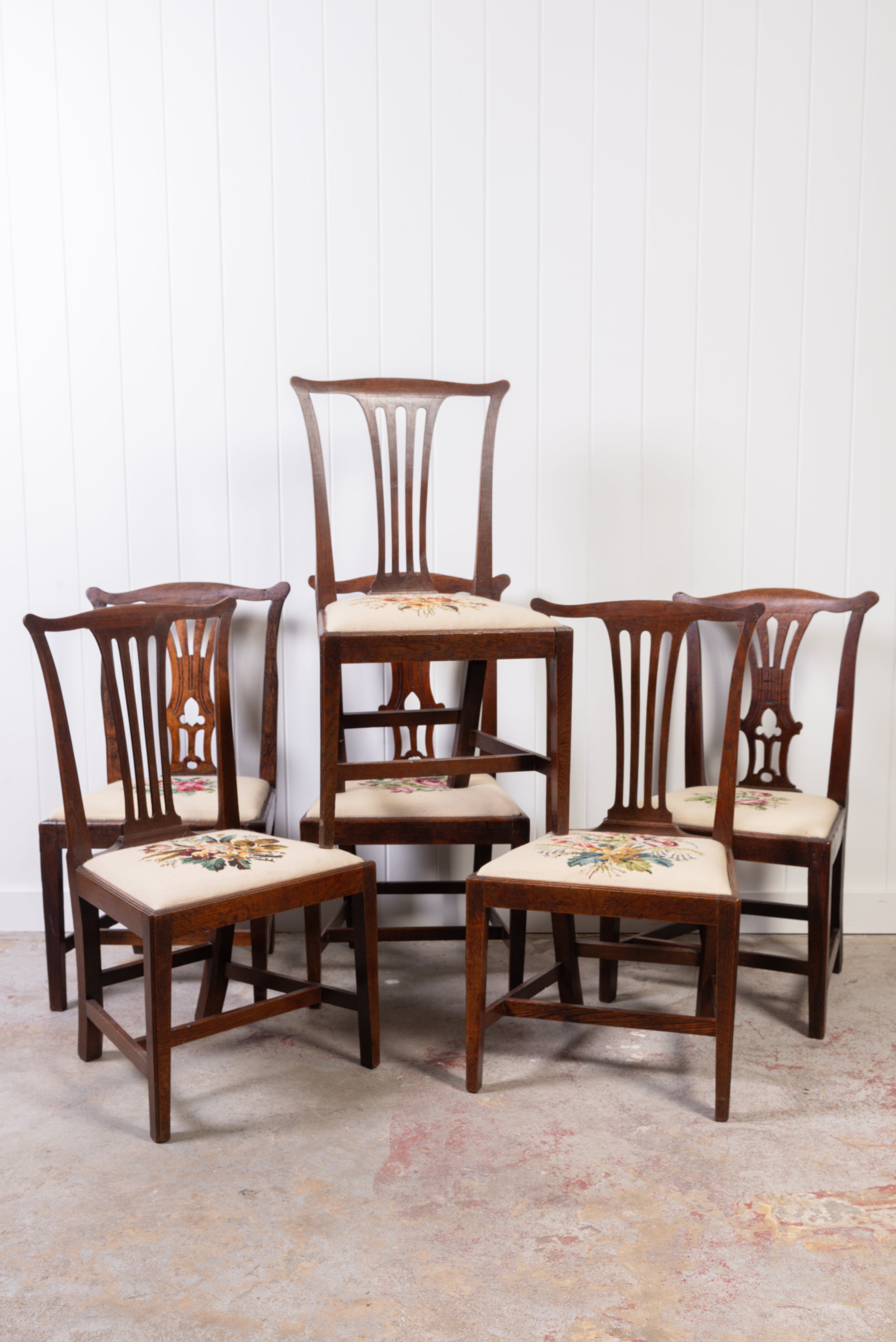 SET of 6 | Georgian Dining Chairs with Needlework Cushions