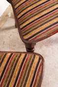 Load image into Gallery viewer, PAIR Victorian Oak Hall Chairs with Striped Upholstery
