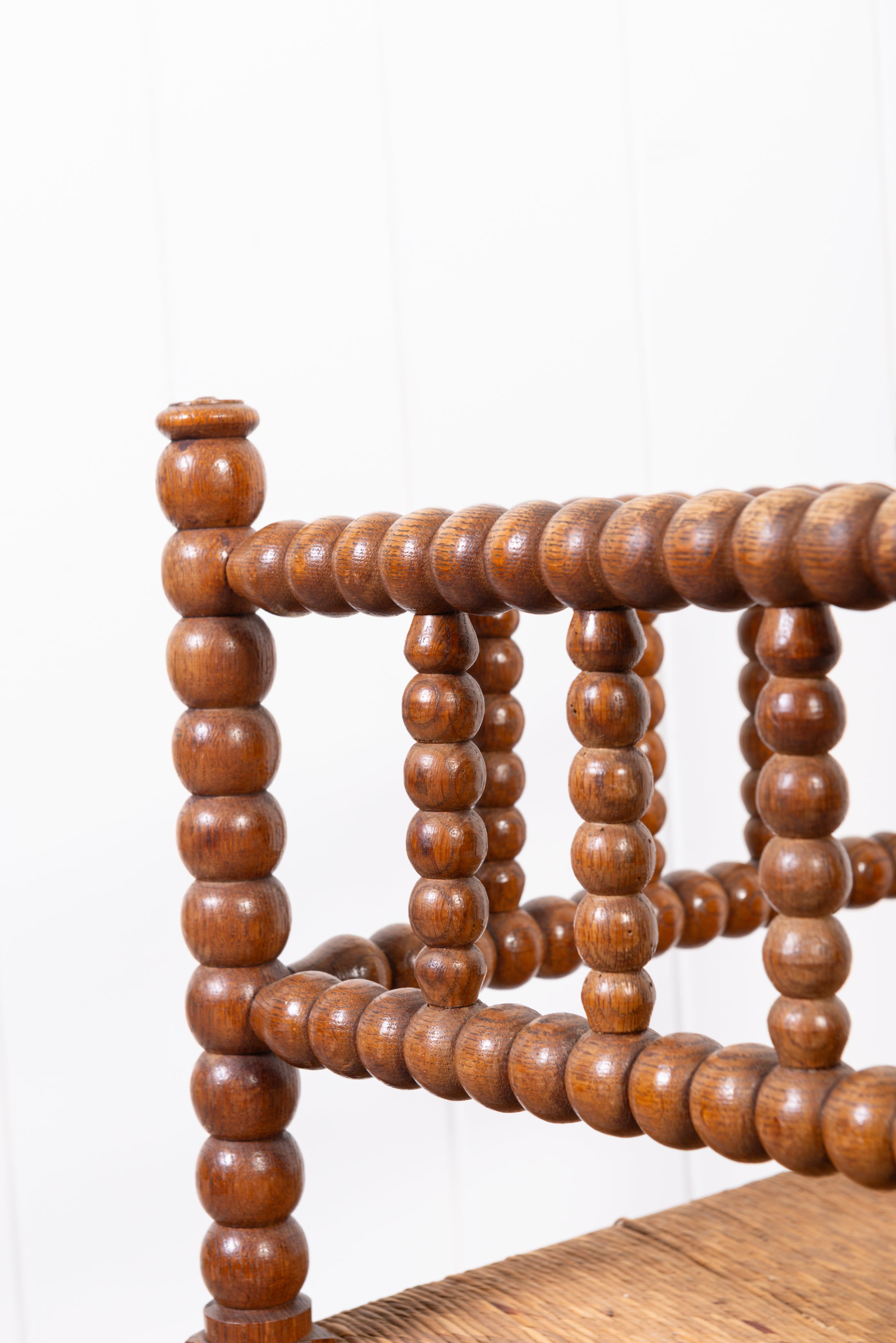 Antique Bobbin Rush Seat Corner Chair