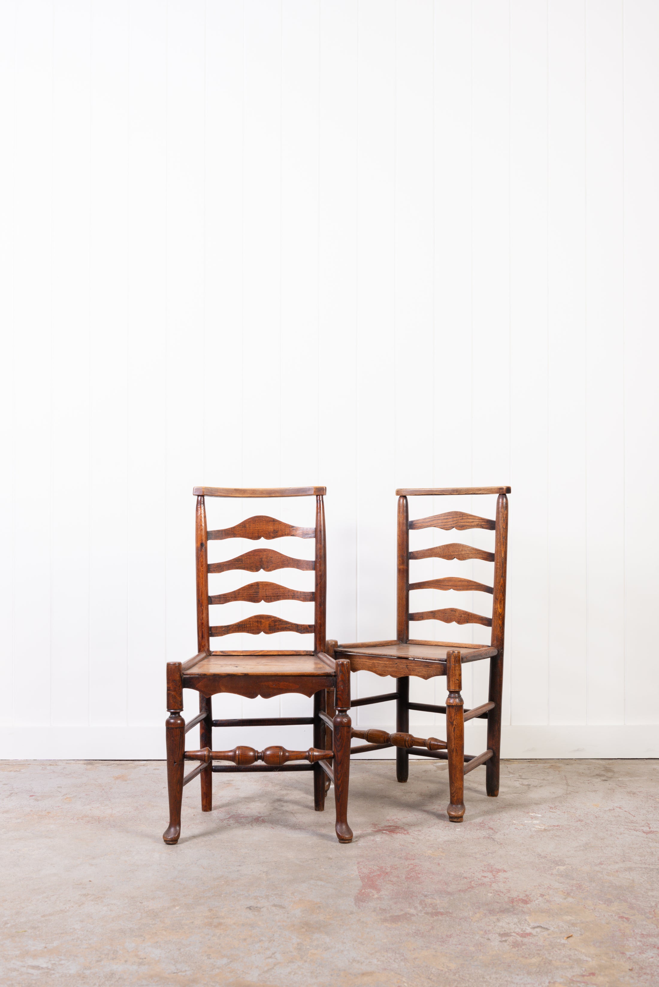 PAIR of Oak Ladder Back Chairs