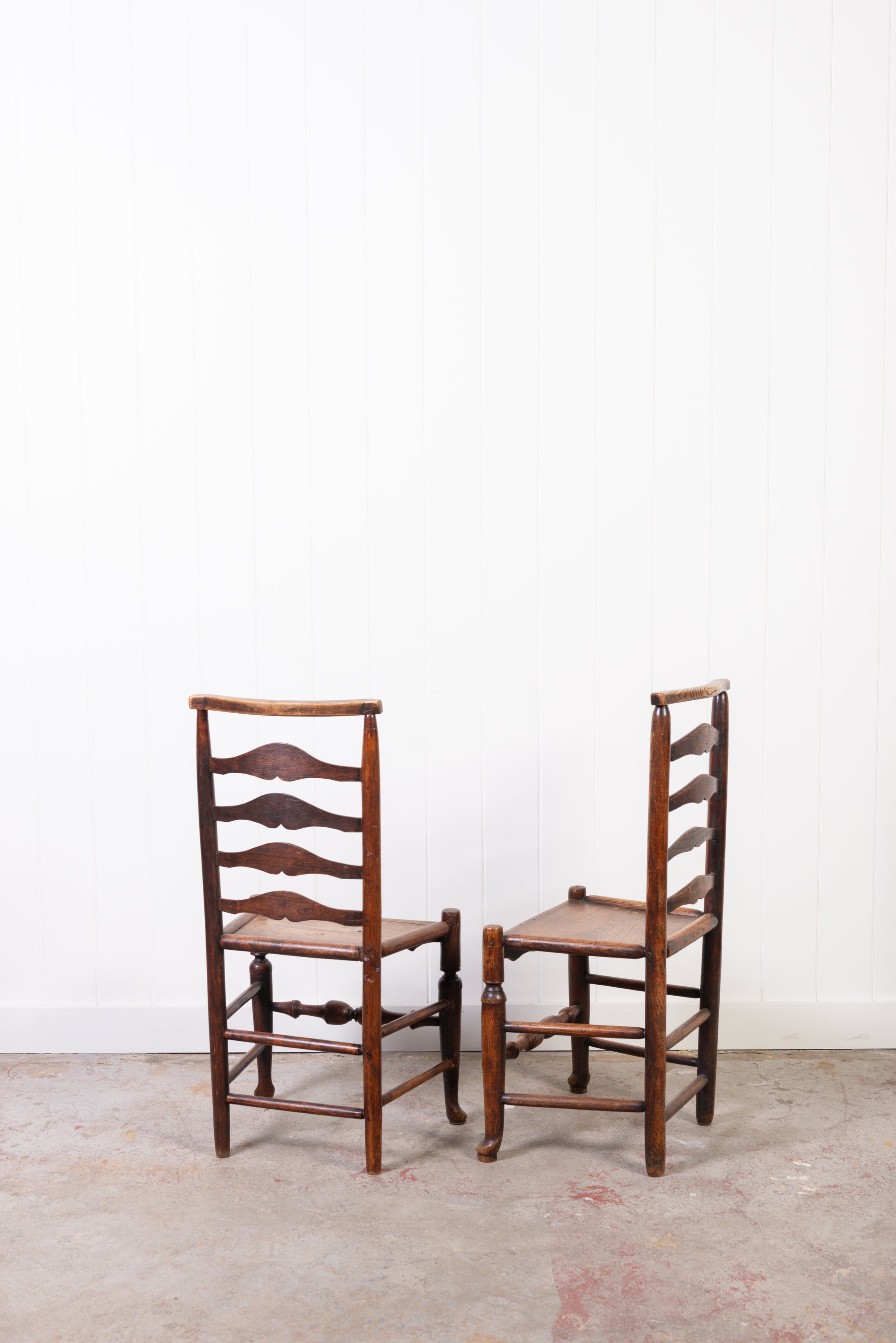 PAIR of Oak Ladder Back Chairs