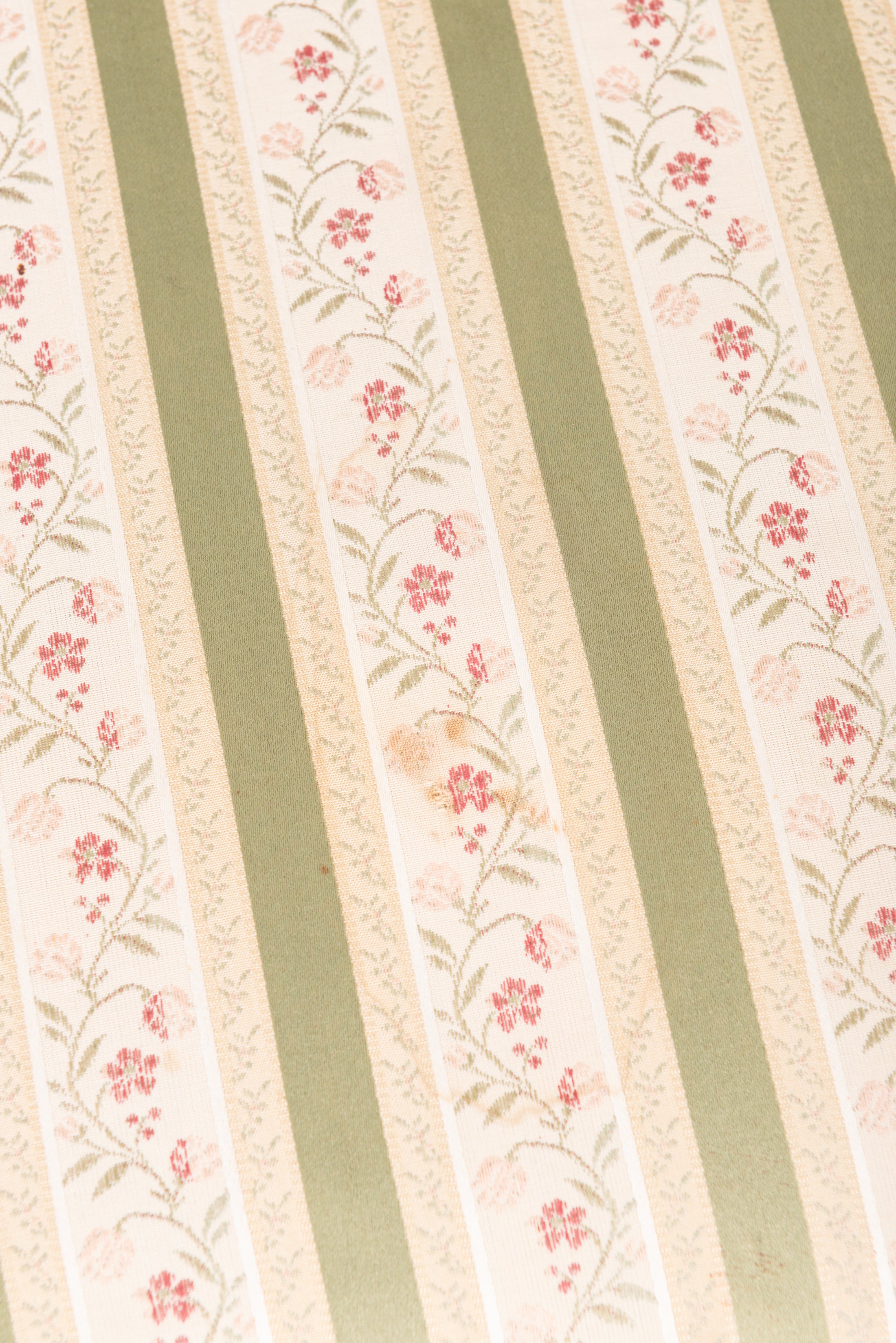 English Mahogany Chair with Green Stripe Fabric