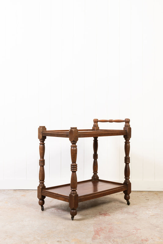 Two Tiered English Oak Tea Trolley