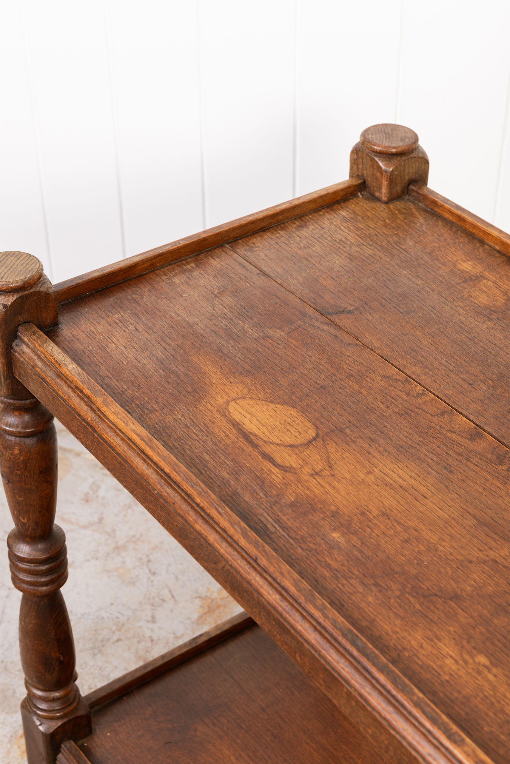 Two Tiered English Oak Tea Trolley
