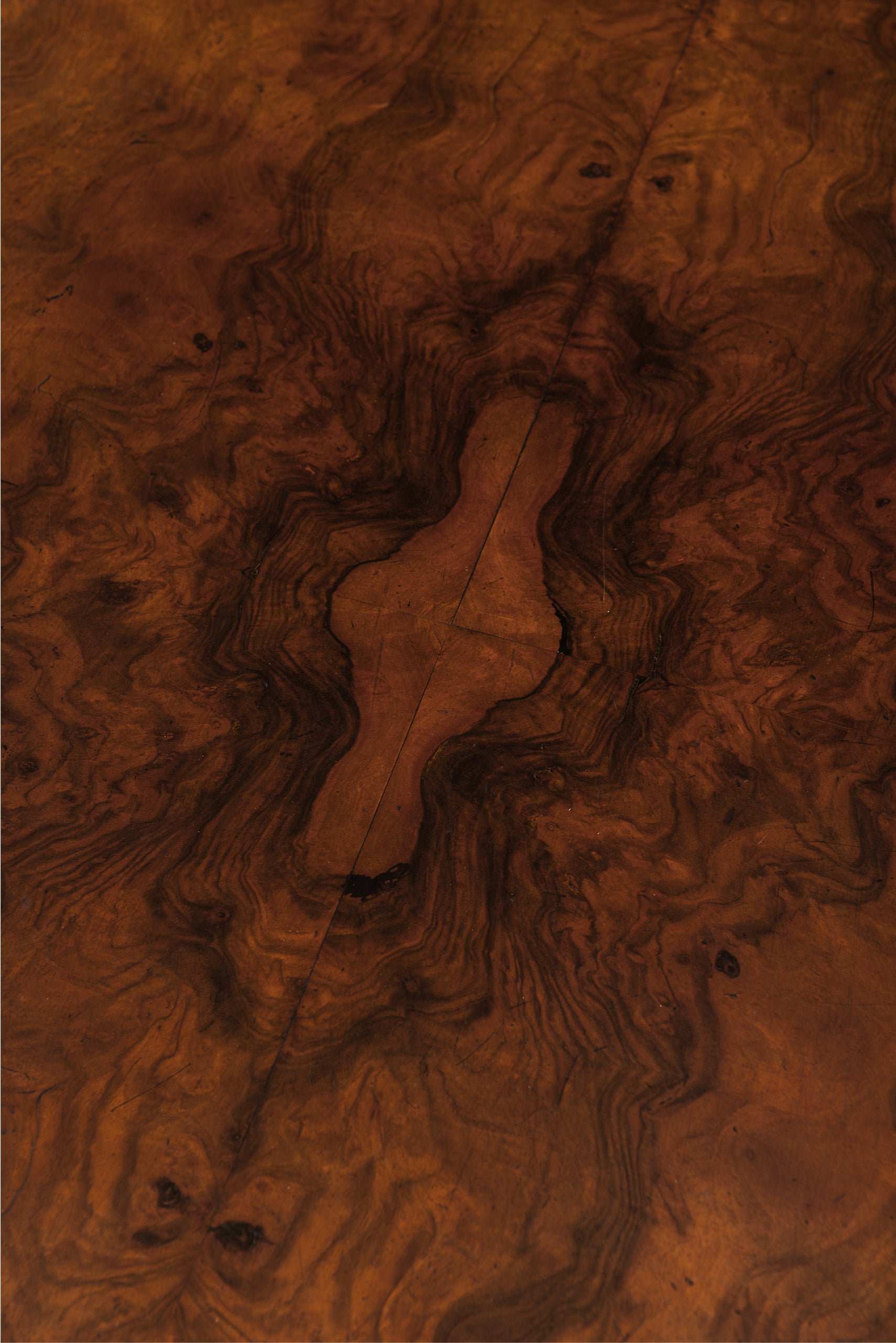 Victorian Burl Barley Twist Library Table