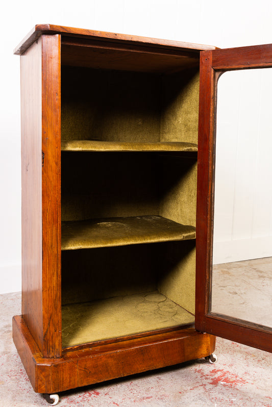 19th Century Walnut Inlaid Pedestal Cabinet On Castors