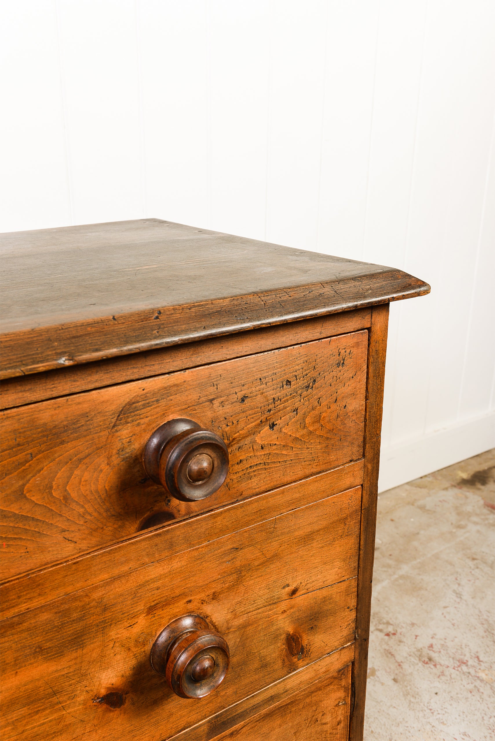 19th Century English 2 Over 2 Stained Pine Chest of Drawers