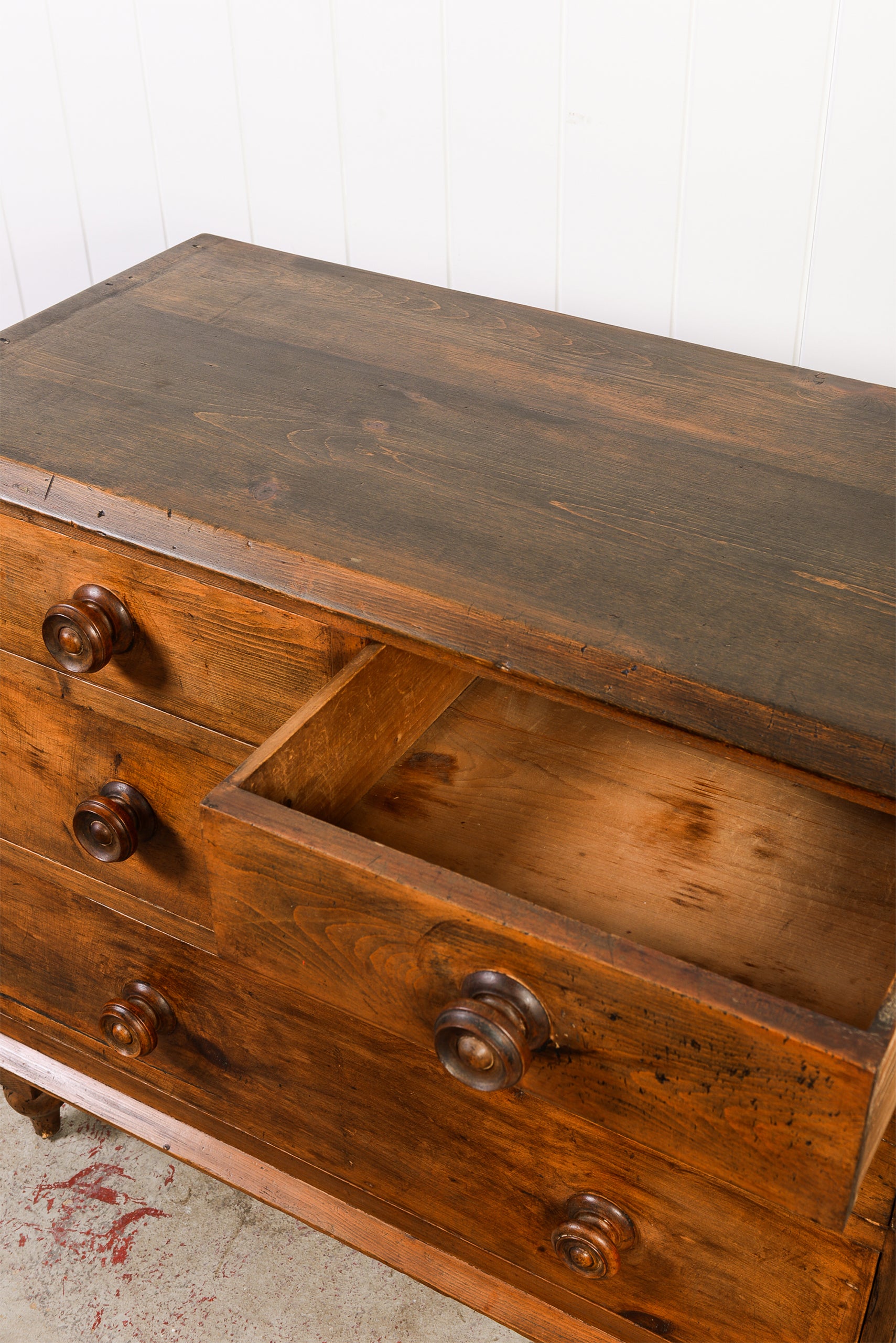 19th Century English 2 Over 2 Stained Pine Chest of Drawers