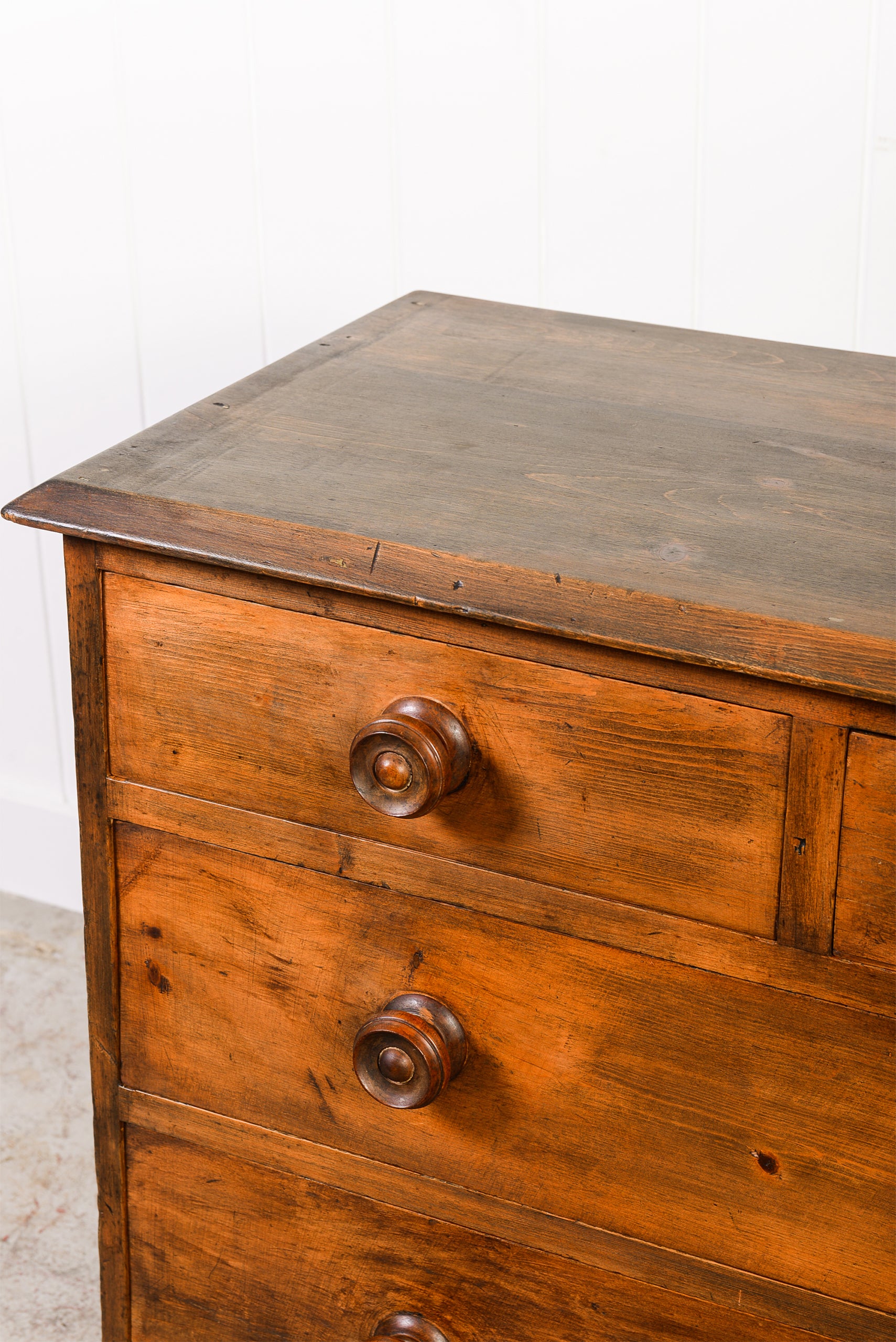 19th Century English 2 Over 2 Stained Pine Chest of Drawers