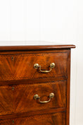 Load image into Gallery viewer, English Mahogany Chest with Ebony Check Inlay Drawer Detail + Swan Neck Handles (c. 1900)
