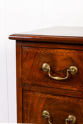 Load image into Gallery viewer, English Mahogany Chest with Ebony Check Inlay Drawer Detail + Swan Neck Handles (c. 1900)
