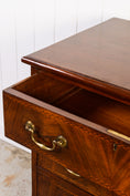 Load image into Gallery viewer, English Mahogany Chest with Ebony Check Inlay Drawer Detail + Swan Neck Handles (c. 1900)
