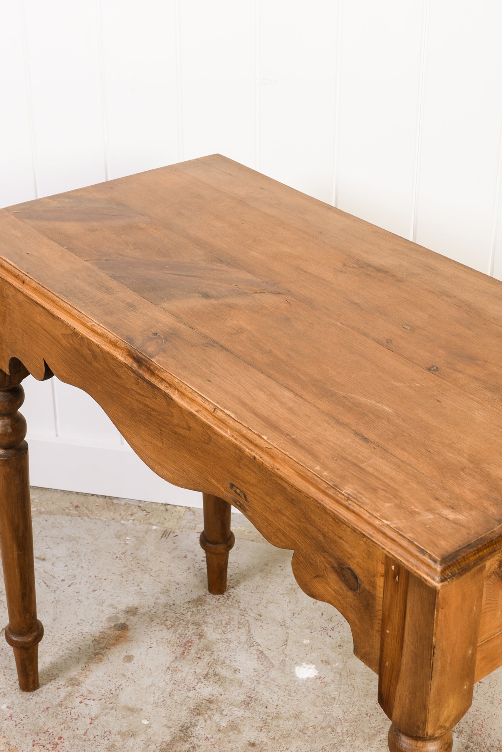 Antique English Pine Scalloped Desk / Side Table