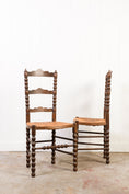 Load image into Gallery viewer, PAIR of English Ladderback Bobbin Chairs with Rainbow Rush Seats
