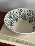Load image into Gallery viewer, Medium Blue Stoneware Bowl with Interior-Only Pattern
