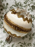 Load image into Gallery viewer, SET of 4 | Vintage Decorated Silk Bulbs (Ivory + Gold)
