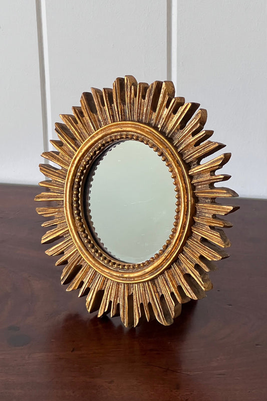 Vintage French Starburst Mirror | Tabletop or Wall Hanging